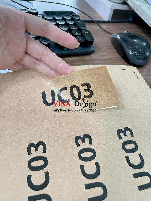In decal giấy Kraft dán thùng hàng Carton, có bế - INKTS3559