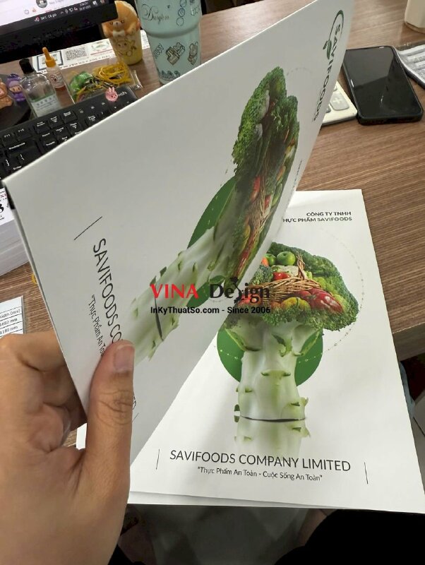 In Folder kẹp file hồ sơ, có tay gấp cho công ty thực phẩm - INKTS3580