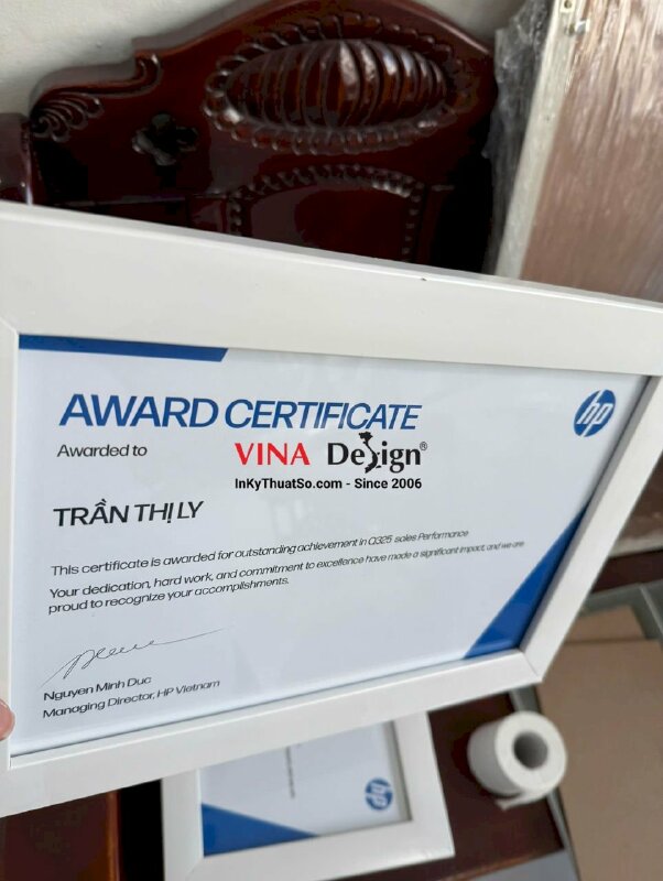 In giấy chứng nhận thành tích xuất sắc trong kết quả kinh doanh quý của nhân viên Award certificate - INKTS3577