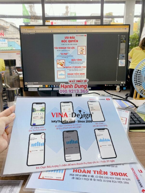 In giấy hướng dẫn sử dụng app ứng dụng kèm thông tin ưu đãi ngân hàng - INKTS547