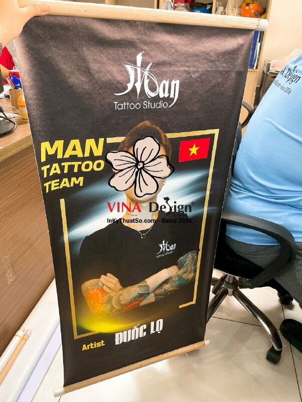 In hình lên vải Canvas chân dung Tattoo Team tại tiệm xăm hình - INKTS3569