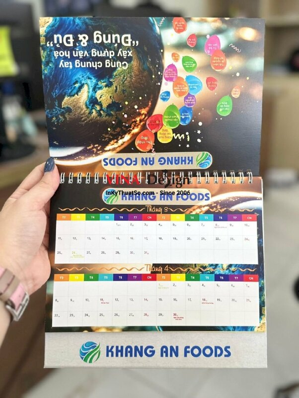 In lịch bàn chữ A 21cm x 14.8cm in 200 cuốn - INKTS941