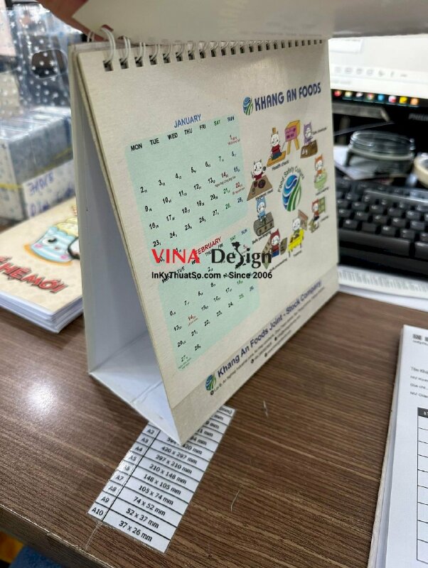 In lịch bàn chữ A 21cm x 14.8cm in 200 cuốn - INKTS941