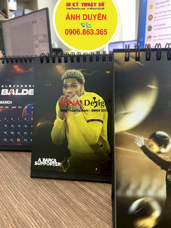 In lịch bóng đá để bàn chữ A, in lịch Barca, in lịch Messi, in lịch Tết cầu thủ bóng đá - INKTS1029