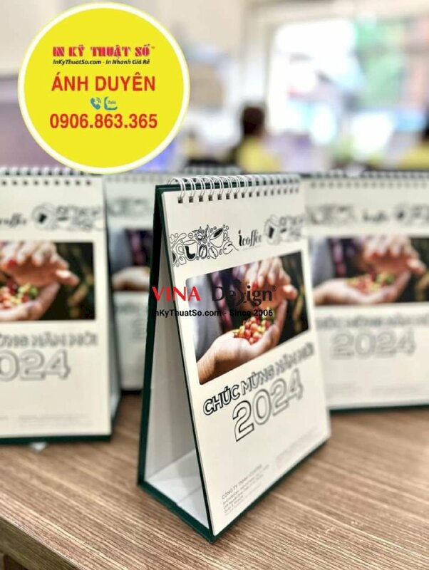 In lịch chữ A chủ đề cà phê cho thương hiệu, công ty, nhãn hàng coffee - INKTS820