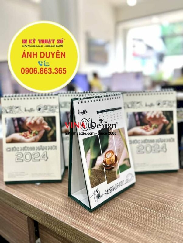 In lịch chữ A chủ đề cà phê cho thương hiệu, công ty, nhãn hàng coffee - INKTS820