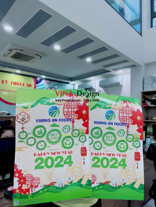 In lịch lò xo 7 tờ khổ 40cm x 60cm, in lịch Tết treo tường công ty làm quà tặng khách hàng - INKTS1007