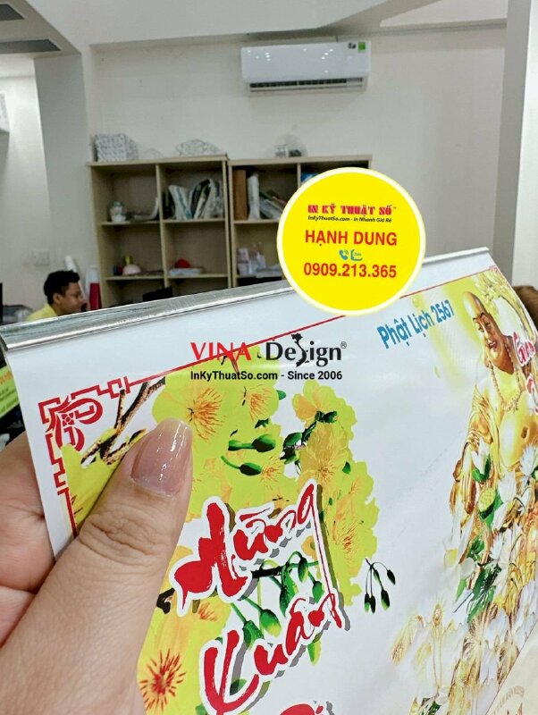 In lịch Phật giáo, in lịch 1 tờ 40cm x 60cm C250gsm 1 mặt offset 500 cuốn, nẹp thiếc, in lịch cho tịnh xá - INKTS223