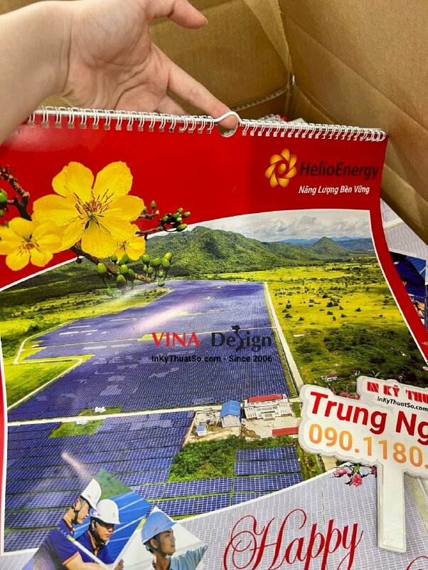 In lịch treo tường 7 tờ khổ 40cm x 60cm, in lịch Tết công ty dự án năng lượng sạch - INKTS1030