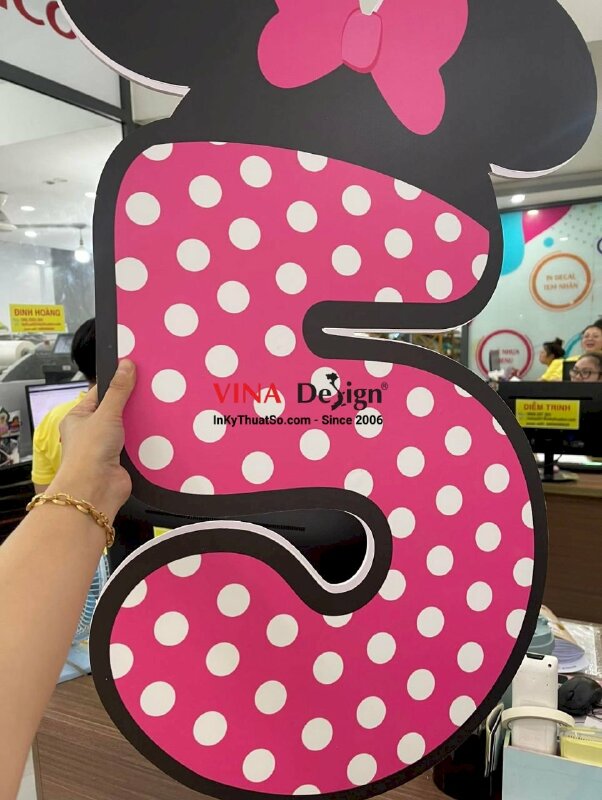 In mô hình formex chủ đề chuột Minnie trang trí sinh nhật 5 tuổi cho bé gái - INKTS3551