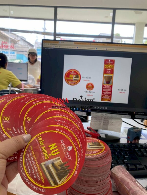 In nhãn giấy dán hộp nhan nụ trầm hương, in tem nhãn trầm hương nụ - INKTS899