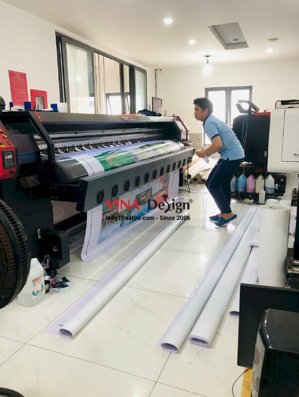 In phông nền sân khấu Chào Mừng Du Khách cho công ty du lịch lữ hành - INKTS3572