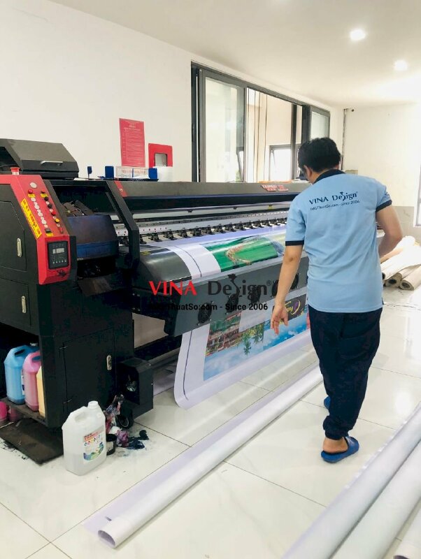 In phông nền sân khấu Chào Mừng Du Khách cho công ty du lịch lữ hành - INKTS3572