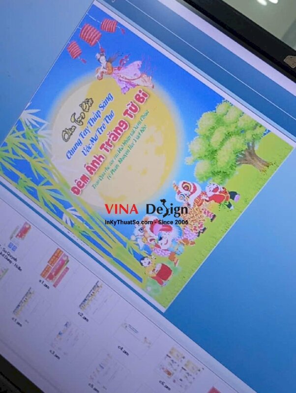 In phông nền Trung thu cho nhà Chùa Đêm Ánh Trăng Từ Bi, in bạt hiflex mực dầu khổ lớn - INKTS3546