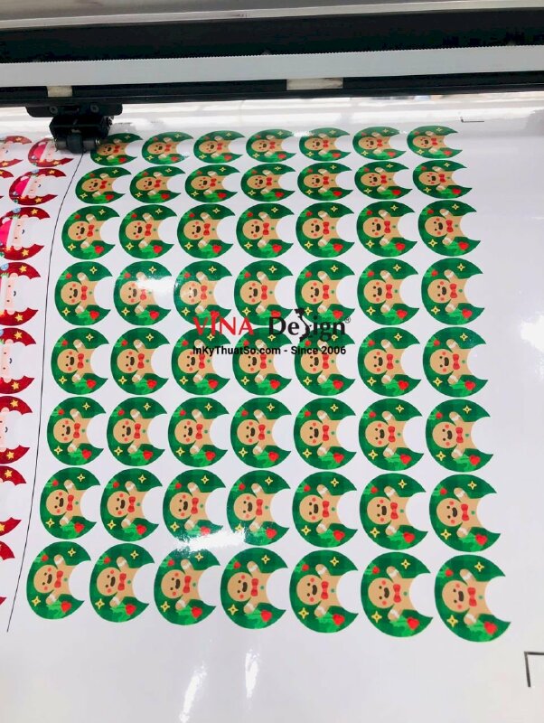 In sticker ông già Noel Santa Claus, bánh quy gừng gingerbread man - INKTS3598