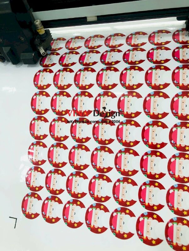 In sticker ông già Noel Santa Claus, bánh quy gừng gingerbread man - INKTS3598