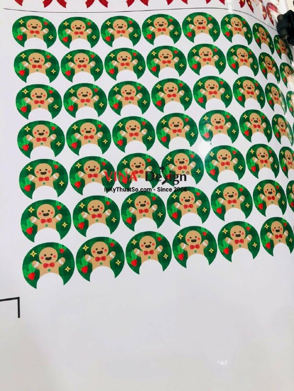 In sticker ông già Noel Santa Claus, bánh quy gừng gingerbread man - INKTS3598