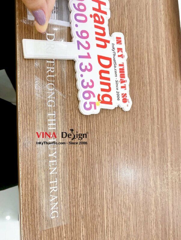 In sticker trong suốt Dr. tên bác sĩ, tiến sĩ - INKTS649