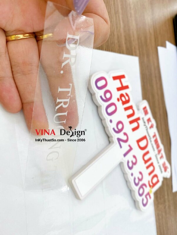 In sticker trong suốt Dr. tên bác sĩ, tiến sĩ - INKTS649