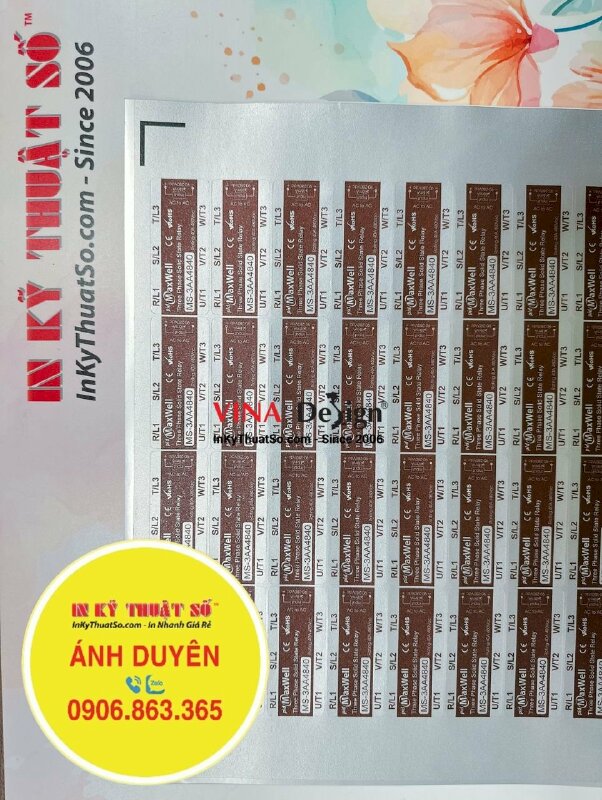 In tem bạc dán rơ le bán dẫn điều khiển gia nhiệt, in decal xi bạc, cán mờ sần - INKTS1022
