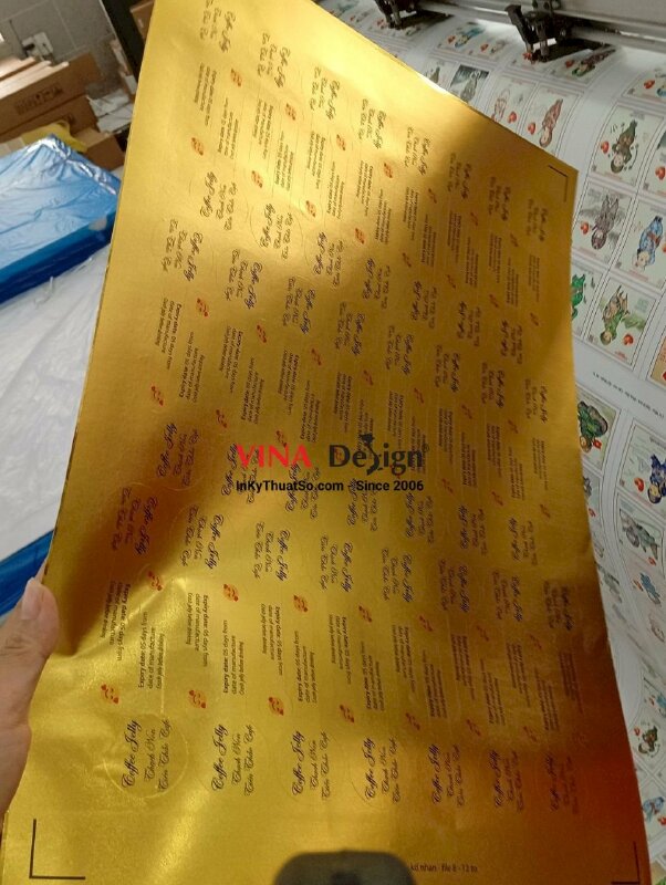 In tem dài xi vàng niêm phong dán chai nhựa, hộp giấy - INKTS3589