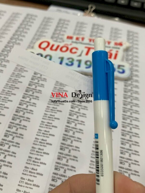 In tem Decal sữa dán đèn Led, tem nhãn thông số thiết bị chiếu sáng - INKTS961