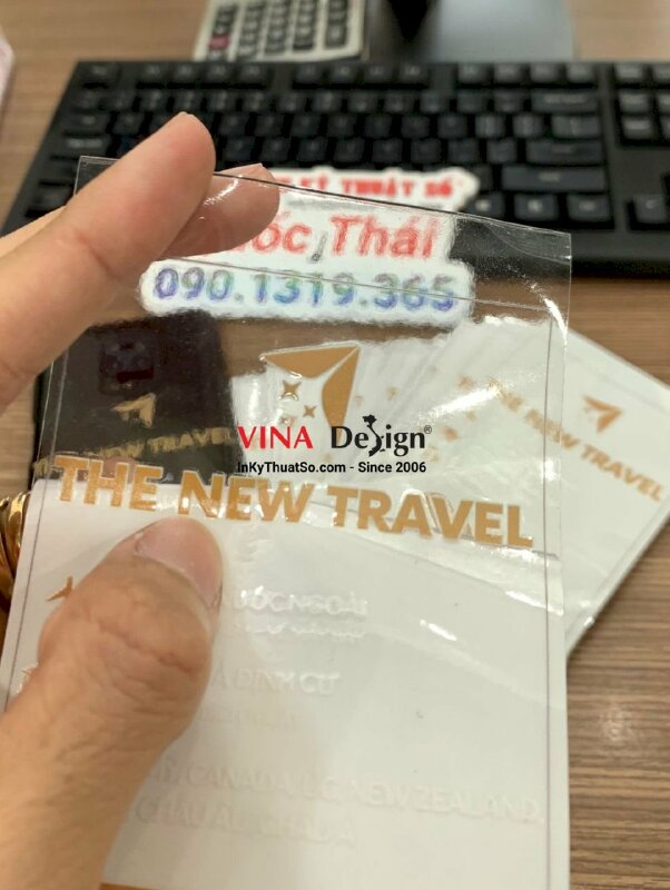 In tem nhãn DTF thông tin công ty travel, du lịch, du học, định cư, visa - INKTS1040
