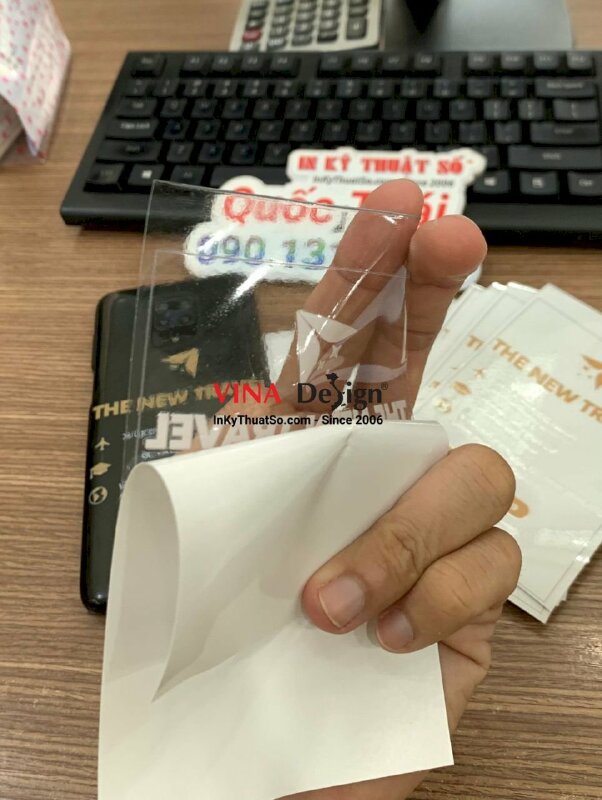 In tem nhãn DTF thông tin công ty travel, du lịch, du học, định cư, visa - INKTS1040