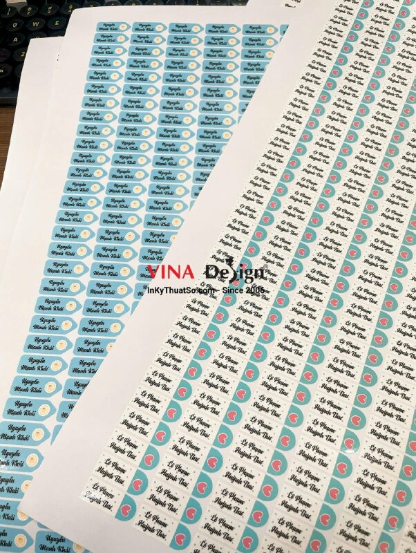 In tem nhãn tên học sinh dán dụng cụ học tập, nhãn PP in laser, có bế - INKTS3599