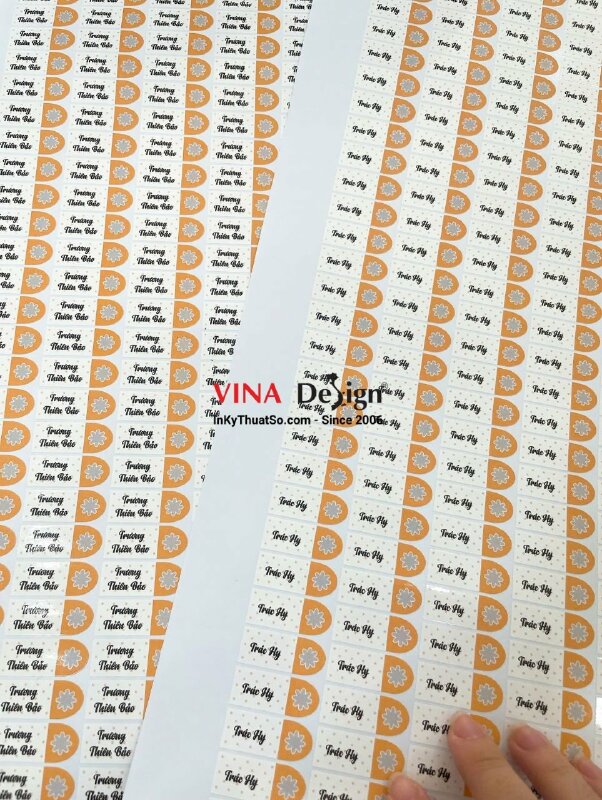 In tem nhãn tên học sinh dán dụng cụ học tập, nhãn PP in laser, có bế - INKTS3599