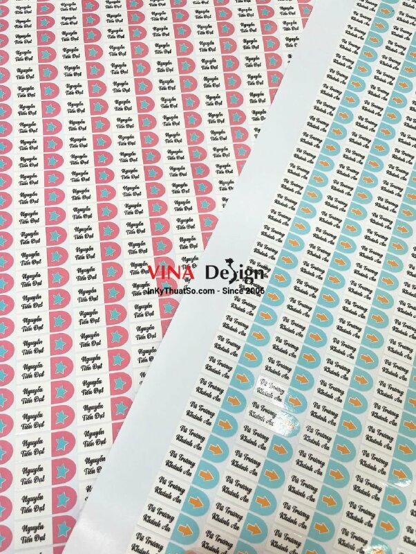 In tem nhãn tên học sinh dán dụng cụ học tập, nhãn PP in laser, có bế - INKTS3599
