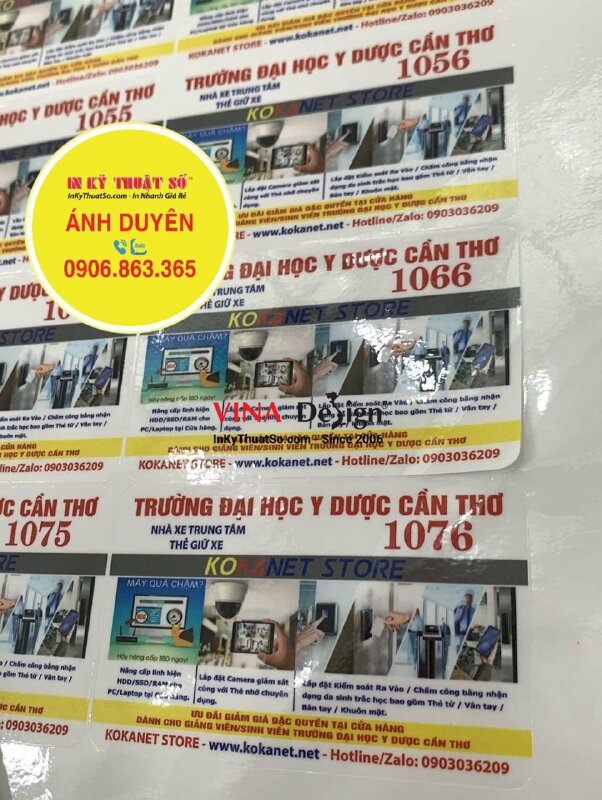 In tem PP dán thẻ từ giữ xe cho nhà xe trung tâm trường đại học - INKTS1066