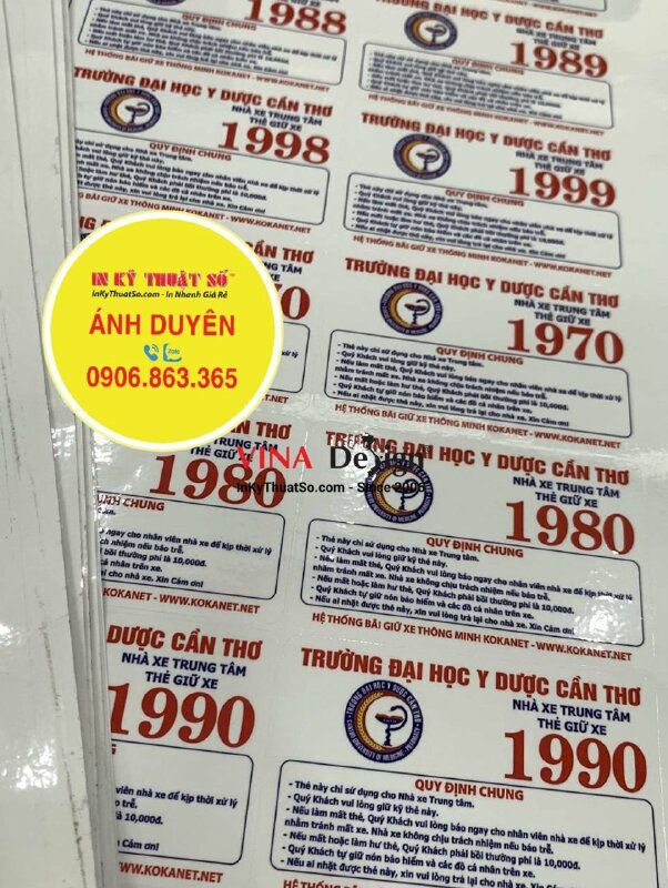 In tem PP dán thẻ từ giữ xe cho nhà xe trung tâm trường đại học - INKTS1066