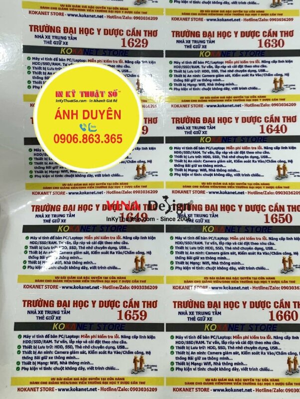 In tem PP dán thẻ từ giữ xe cho nhà xe trung tâm trường đại học - INKTS1066