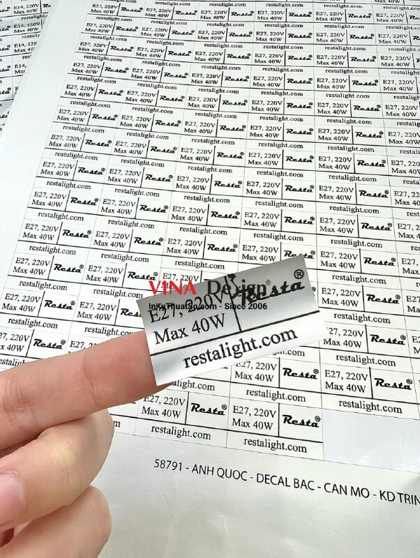 In tem xi bạc dán sản phẩm đèn ngủ - INKTS630