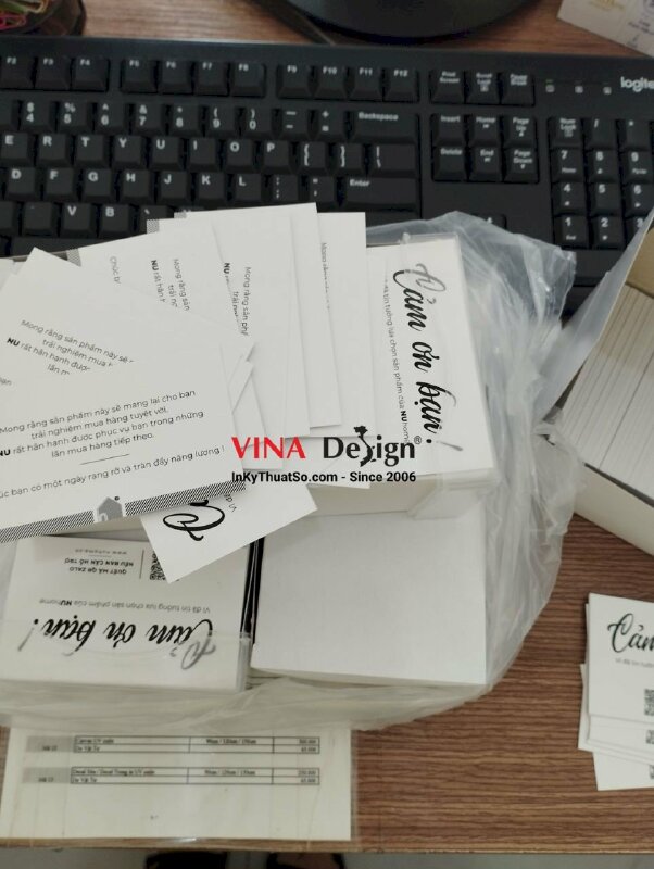 In thẻ cảm ơn, giấy C300gsm in 2 mặt, cán mờ, kích thước theo yêu cầu - INKTS325