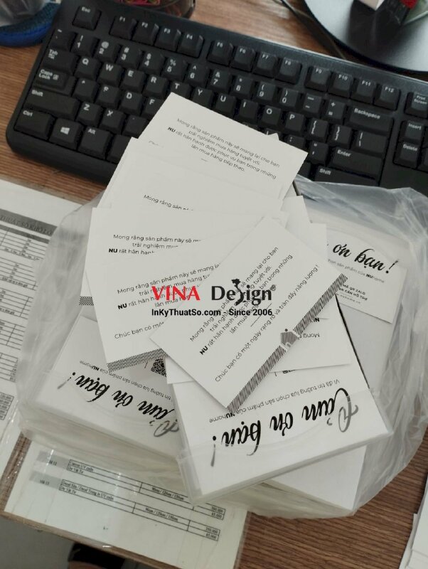 In thẻ cảm ơn, giấy C300gsm in 2 mặt, cán mờ, kích thước theo yêu cầu - INKTS325