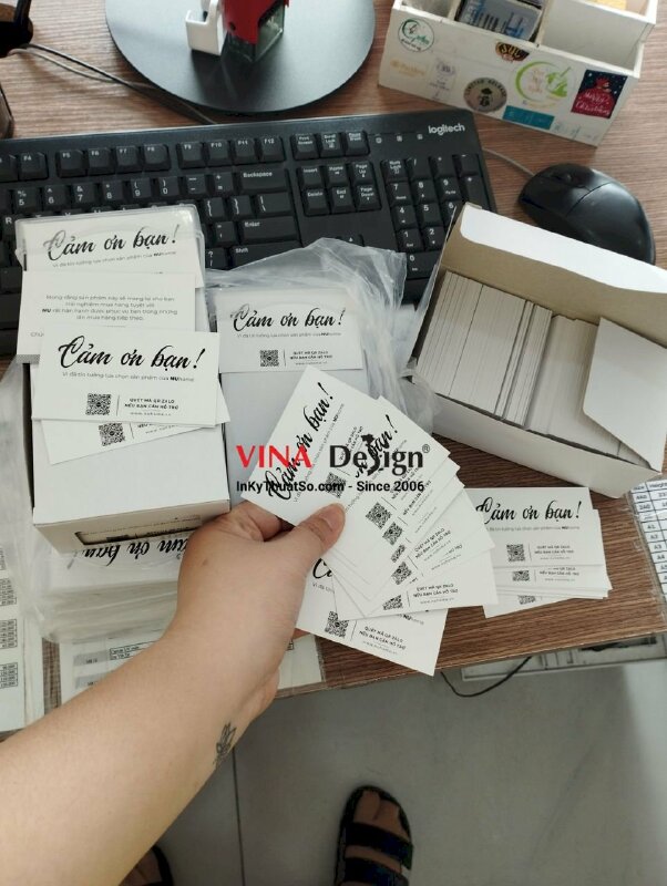 In thẻ cảm ơn, giấy C300gsm in 2 mặt, cán mờ, kích thước theo yêu cầu - INKTS325