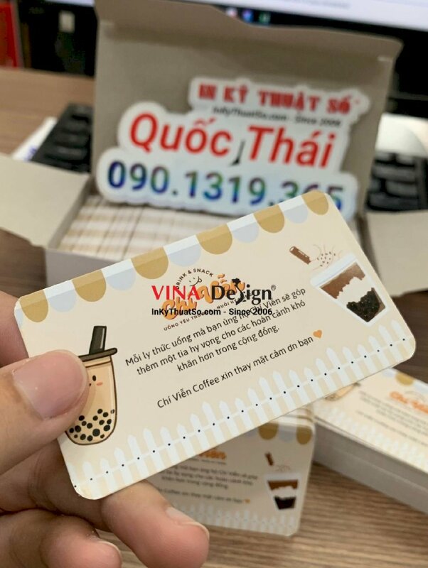 In thẻ tích điểm quán coffee ghi lời cảm ơn khách hàng - INKTS994