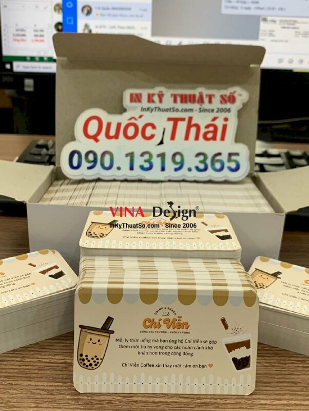 In thẻ tích điểm quán coffee ghi lời cảm ơn khách hàng - INKTS994