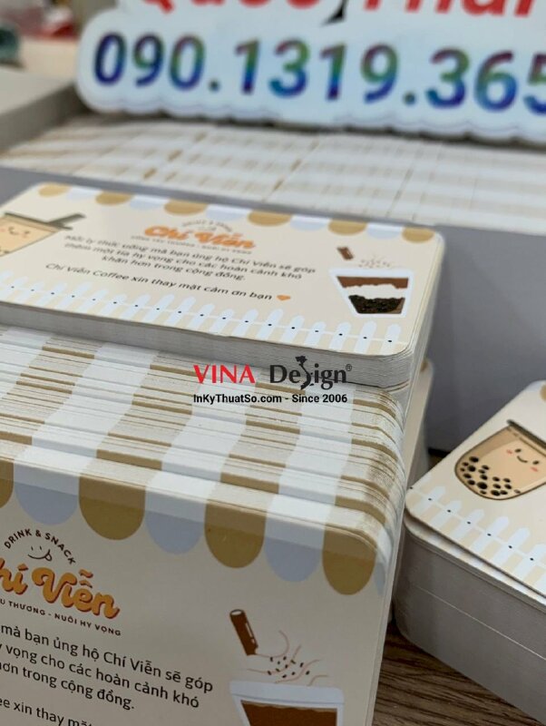 In thẻ tích điểm quán coffee ghi lời cảm ơn khách hàng - INKTS994