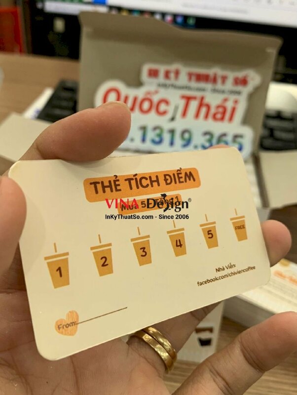 In thẻ tích điểm quán coffee ghi lời cảm ơn khách hàng - INKTS994