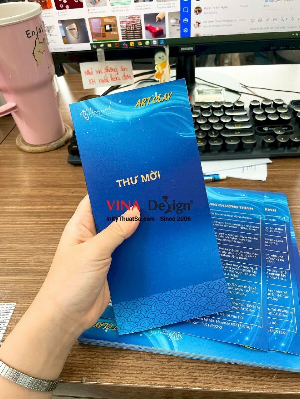 In thư mời lễ ra mắt thương hiệu nhà phân phối sản phẩm đất sét bạc làm trang sức jewelry - INKTS3592