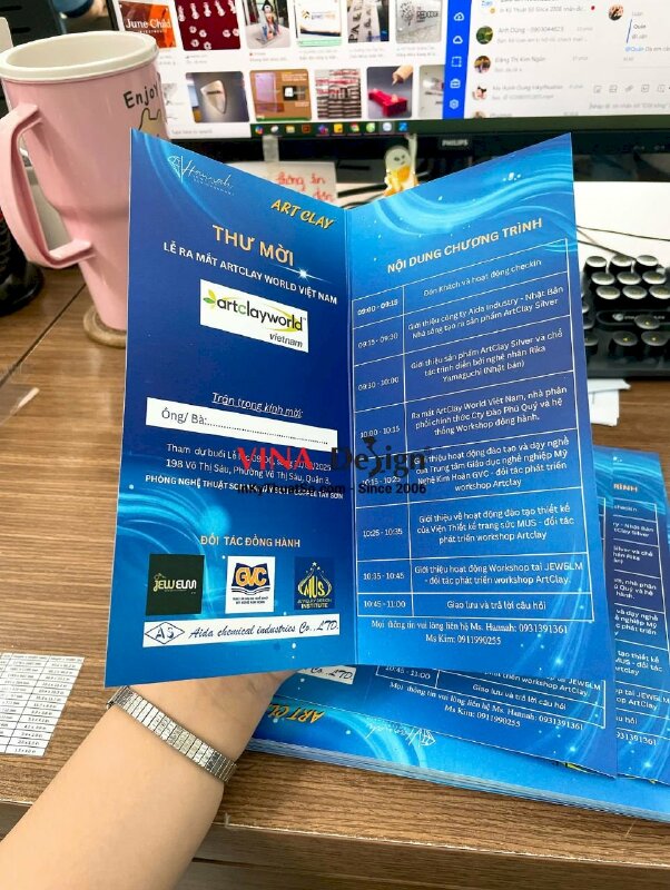 In thư mời lễ ra mắt thương hiệu nhà phân phối sản phẩm đất sét bạc làm trang sức jewelry - INKTS3592