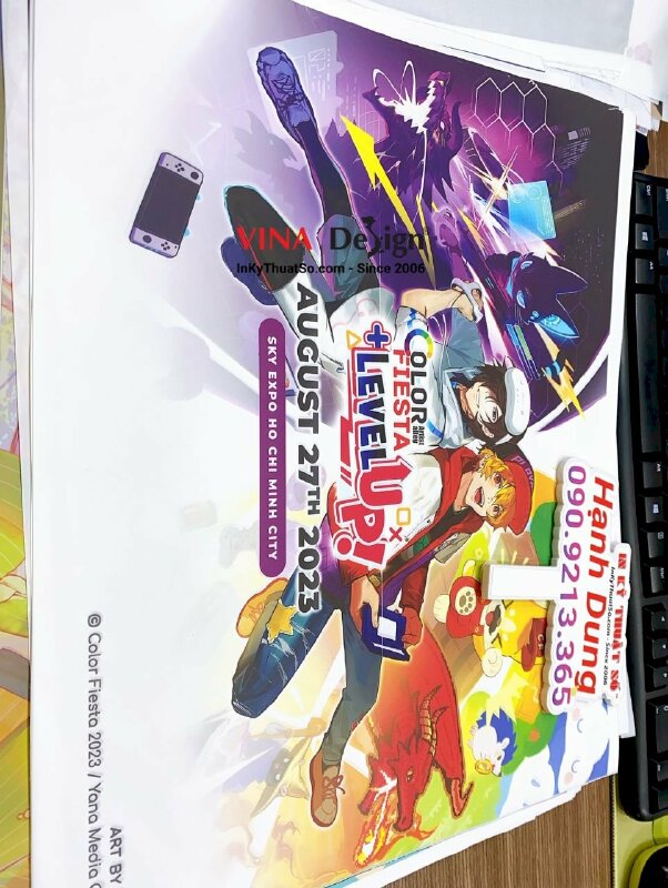 In tranh lụa khổ lớn, in silk dầu mờ sự kiện Cofi (Color Fiesta) - INKTS611