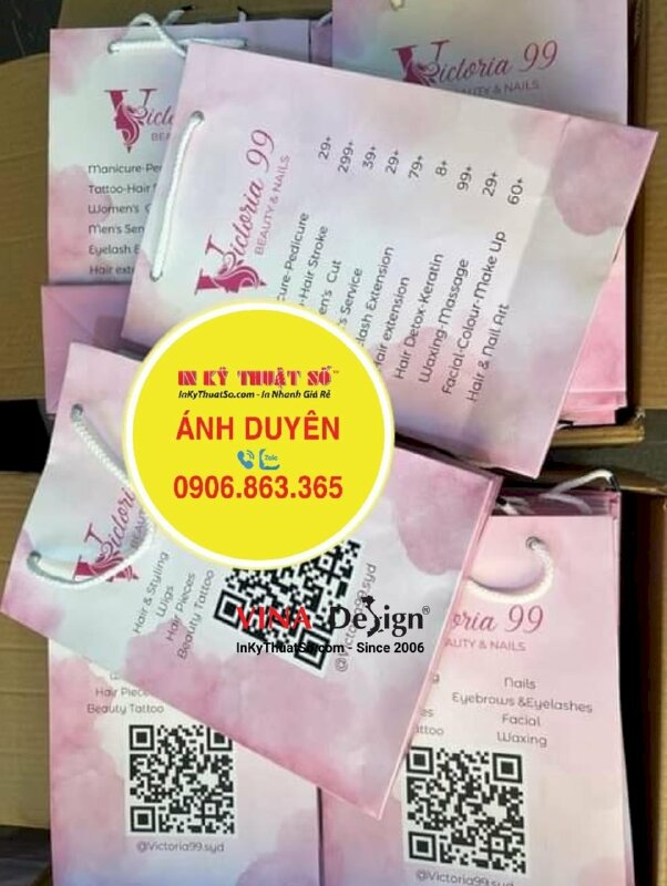 In túi giấy tiệm Beauty & Nails bằng tiếng Anh, hàng gửi đi Sydney Úc từ TPHCM - INKTS923