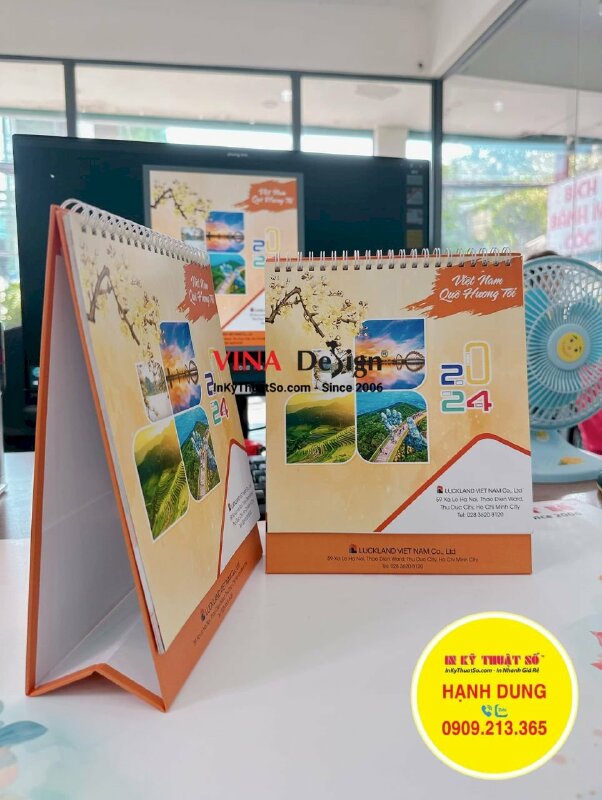 Làm lịch để bàn chữ A 19cm x 22cm, in lịch Tết công ty thiết kế, vẽ, xây dựng công trình kiến trúc style Nhật Bản - INKTS1017