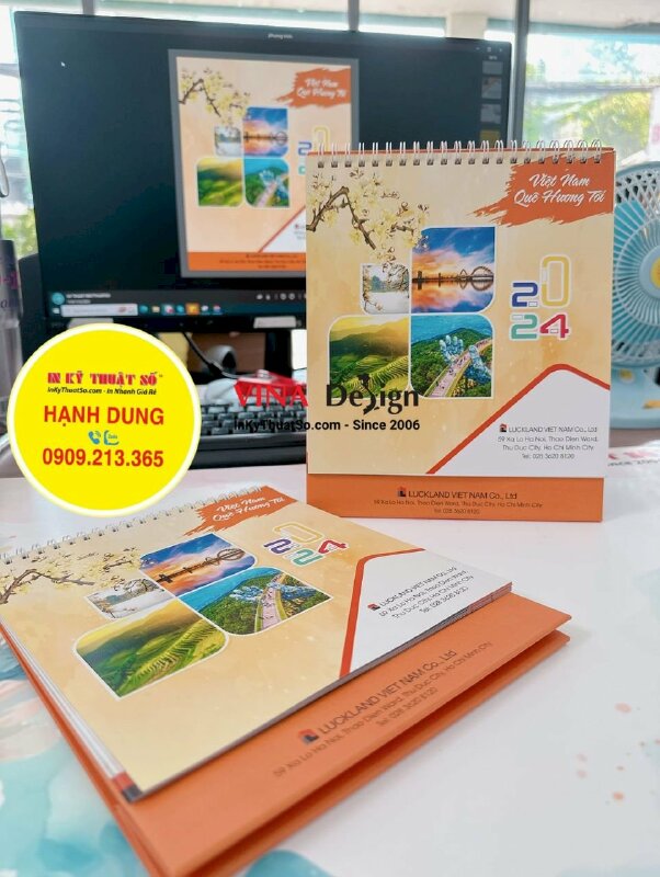 Làm lịch để bàn chữ A 19cm x 22cm, in lịch Tết công ty thiết kế, vẽ, xây dựng công trình kiến trúc style Nhật Bản - INKTS1017
