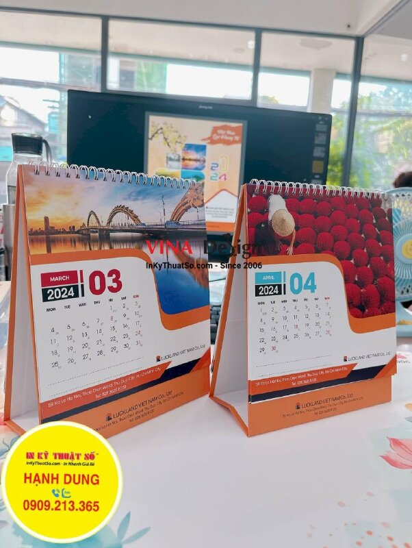 Làm lịch để bàn chữ A 19cm x 22cm, in lịch Tết công ty thiết kế, vẽ, xây dựng công trình kiến trúc style Nhật Bản - INKTS1017