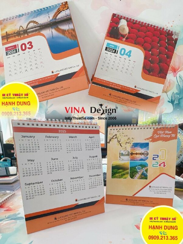 Làm lịch để bàn chữ A 19cm x 22cm, in lịch Tết công ty thiết kế, vẽ, xây dựng công trình kiến trúc style Nhật Bản - INKTS1017